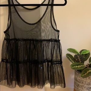 Mesh and Sequins Baby Doll Tank